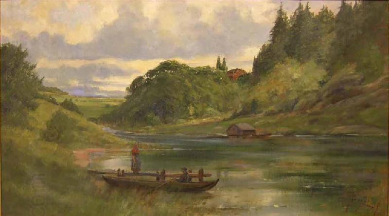 Johan Fredrik Krouthen Woman and Boat oil painting picture
